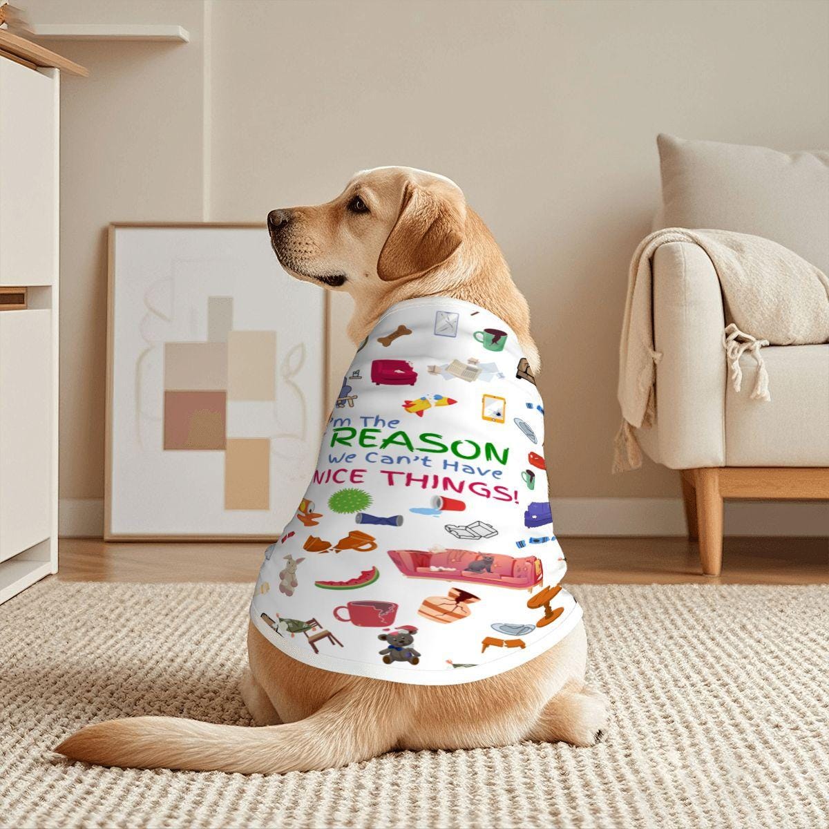 Why We Can't Have Nice Things Dog Tank, Funny Pet Shirt, Top for that Naughty Doggie that loves to Chew on Everything, Wear A Cool Tank Top