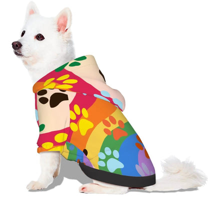 Rainbow Pride Flag Pet Hoodie with Hearts for Small Dogs, Custom Hoodie Gift, Mothers Day, Fathers Day, Dog Lover Gift