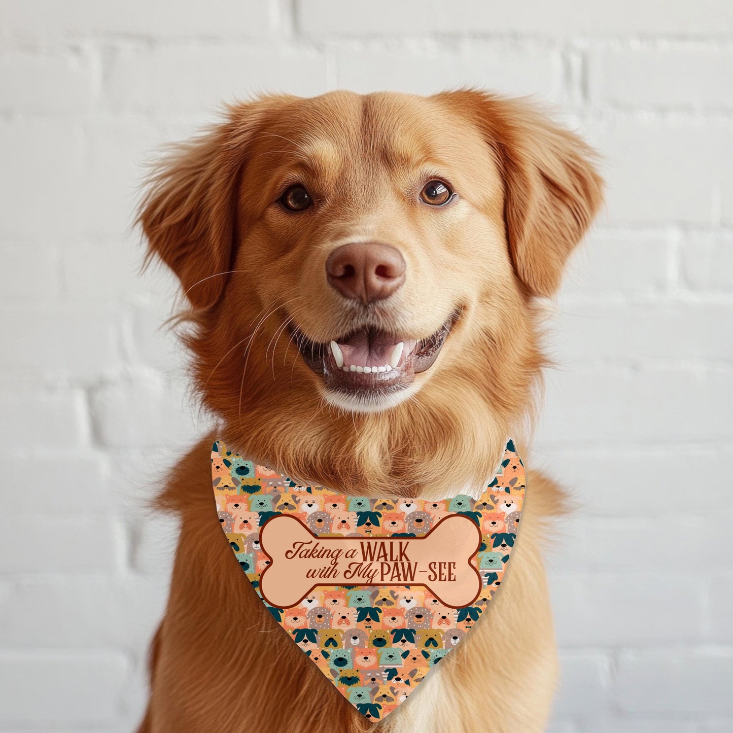 Funny Dog Bandana for Professional Beggars - Walking with Your Pawsee, Large Dog Bandna fashion wear for the best dogs around
