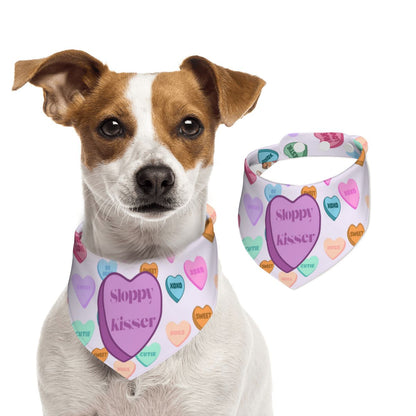 Puppy Love Bandana for Small Dogs - Reversible with Adorable Conversation Hearts