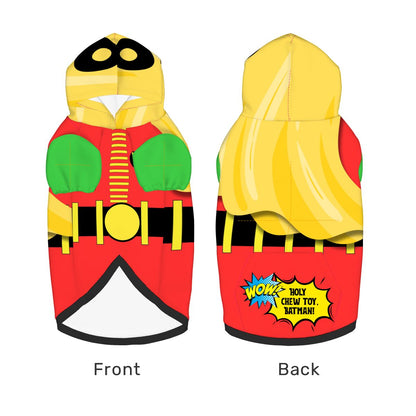 Custom Robin Dog Hoodie - Cute Pet Cosplay Costume, Batman and Rocin here to Save YOur Day, Protect Your Car from Villians, Cosplay or Halloween, Retro dog Shirt
