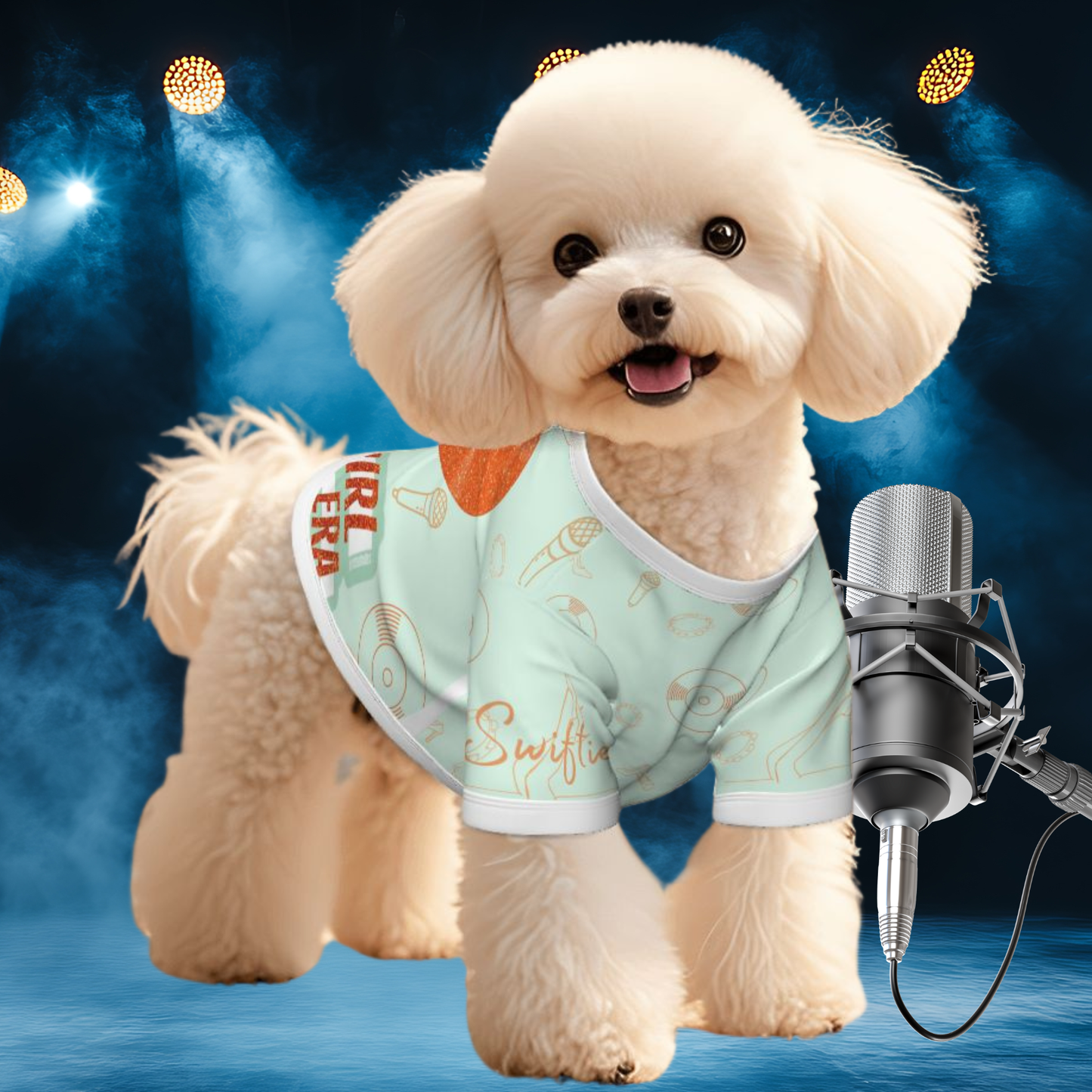 Showgirl Inspired Taylor Swift Tee | Green & Orange ShowGirl Dog Tee for Walks in the Village or to the Dog Park