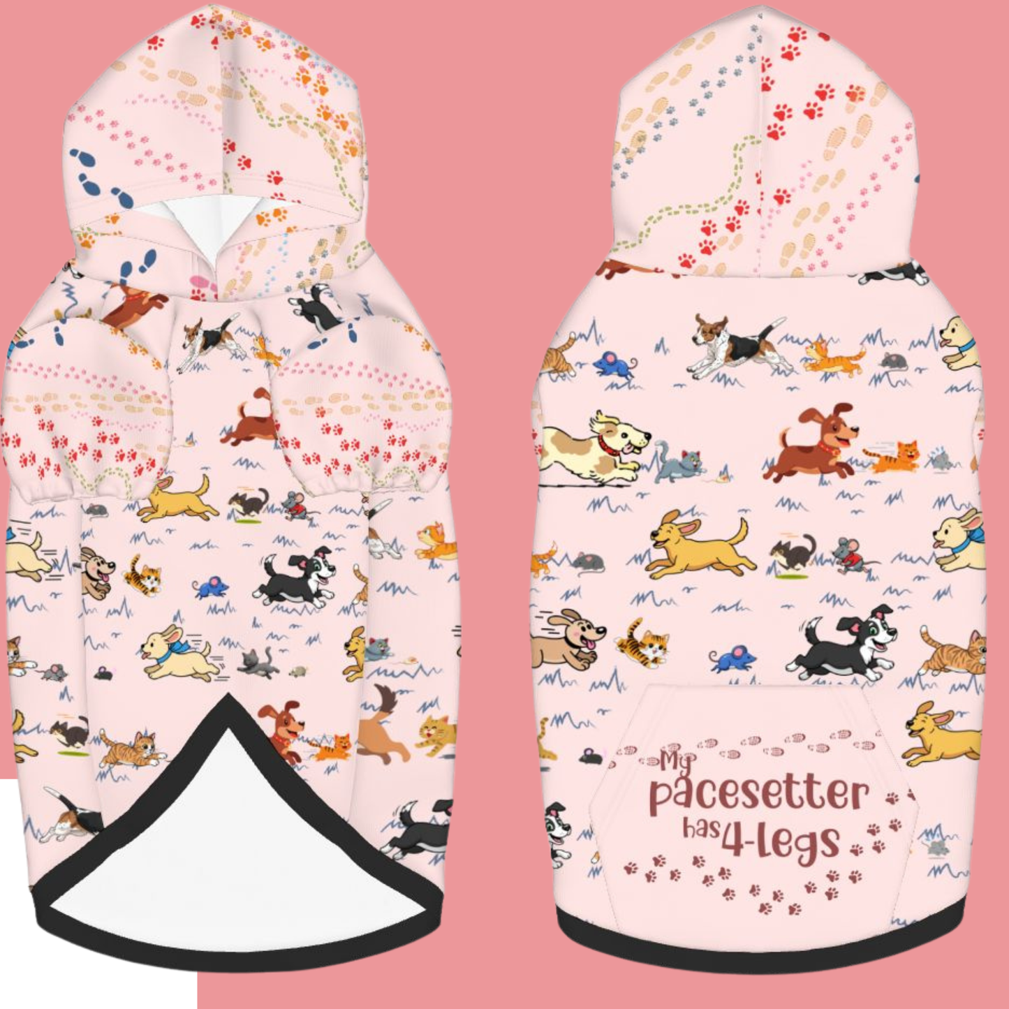 Get Ready to Run, Spring into Action with An Awesome Sports Hoodie for your Running Partner, "My Pacesetter Has 4Legs"  in Pink, other colors available