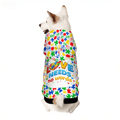Dog Hoodie for Autism Awareness | Love Needs No Words Design