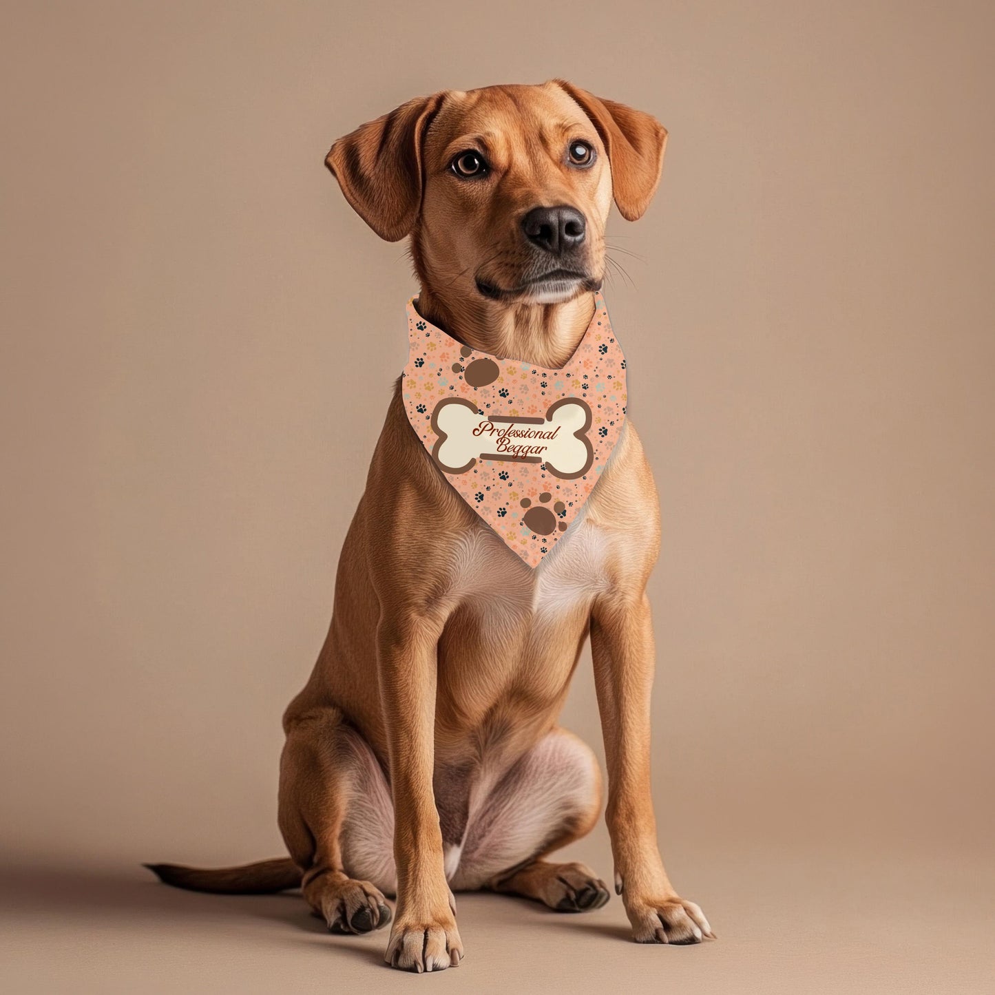Funny Dog Bandana for Professional Beggars - Walking with Your Pawsee, Large Dog Bandna fashion wear for the best dogs around