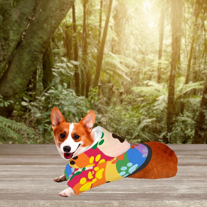 Rainbow Pride Flag Pet Hoodie with Hearts for Small Dogs, Custom Hoodie Gift, Mothers Day, Fathers Day, Dog Lover Gift