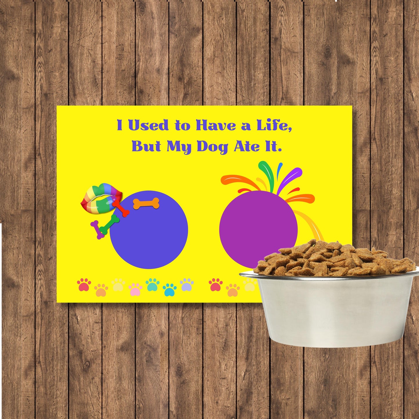 Colorful Pride Dog Feeding Mat, Rainbow Theme Food Bowl Rug, Cat or Dog Matt for Water Bowl to Keep Floor Clean