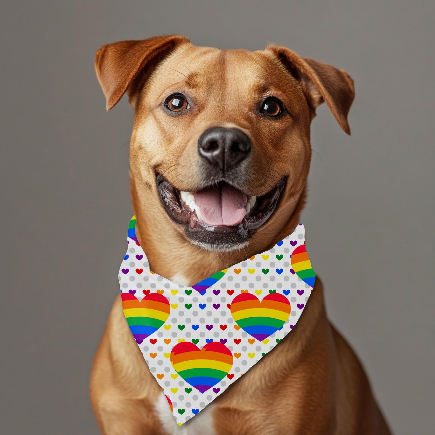 OG Pride Flag for the OG Dog, Rainbow Hearts Dog Bandana for Large Breeds, LGBTQ Pride, Awesome Bandana for an Awesome Dog to Show Off