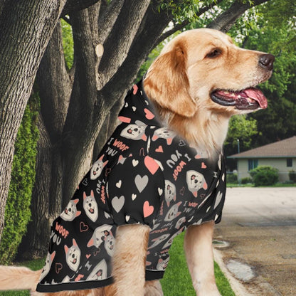 Unique Dog Hoodie with I Woof You,  Perfect Gift for Your Human BFF, awesome Outfit for Trip to the Park or a Ride in the Car, great Gift