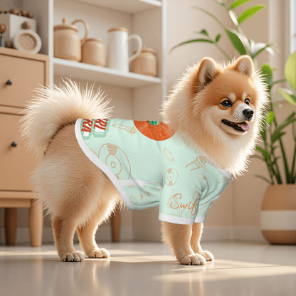 Showgirl Inspired Taylor Swift Tee | Green & Orange ShowGirl Dog Tee for Walks in the Village or to the Dog Park