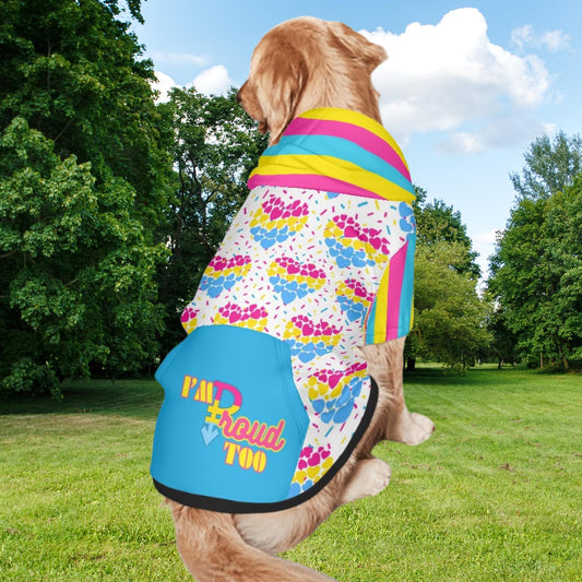 Custom Dog Hoodie with Pansexual Flag and Rainbow Hearts - Pet Pride Clothing