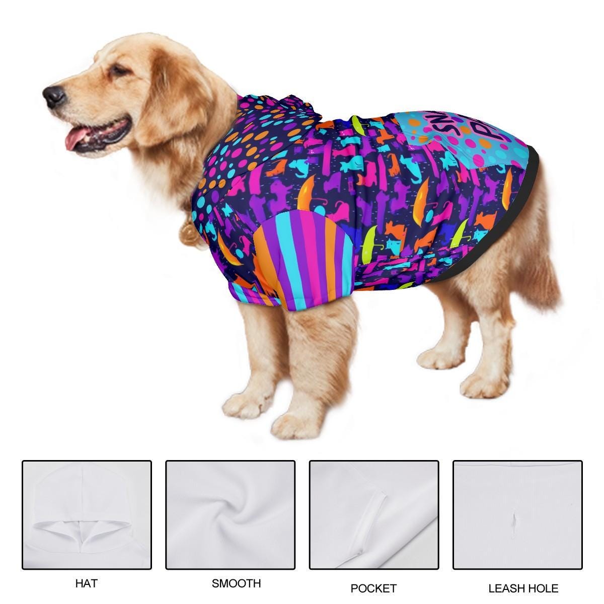 Colorful Snack Pack Print Dog Hoodie in Blue - Large Pet Clothing, Mothers day Gift, Fathers Day Gift, Dog Lovers Gift
