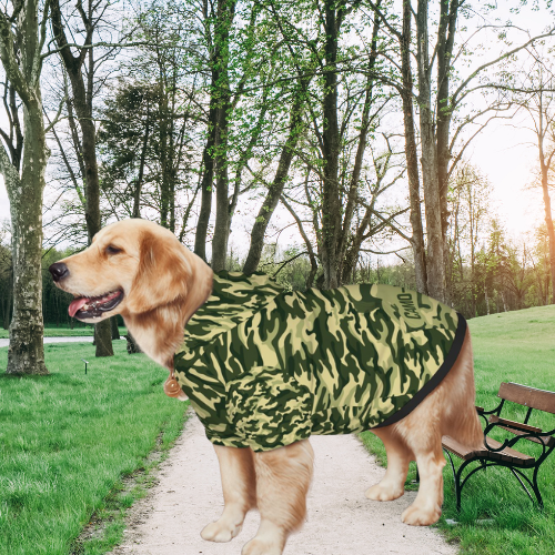 Camo-Paw-ged Dog Hoodie in Green Camouflage - Pun Gift for Dog Lovers