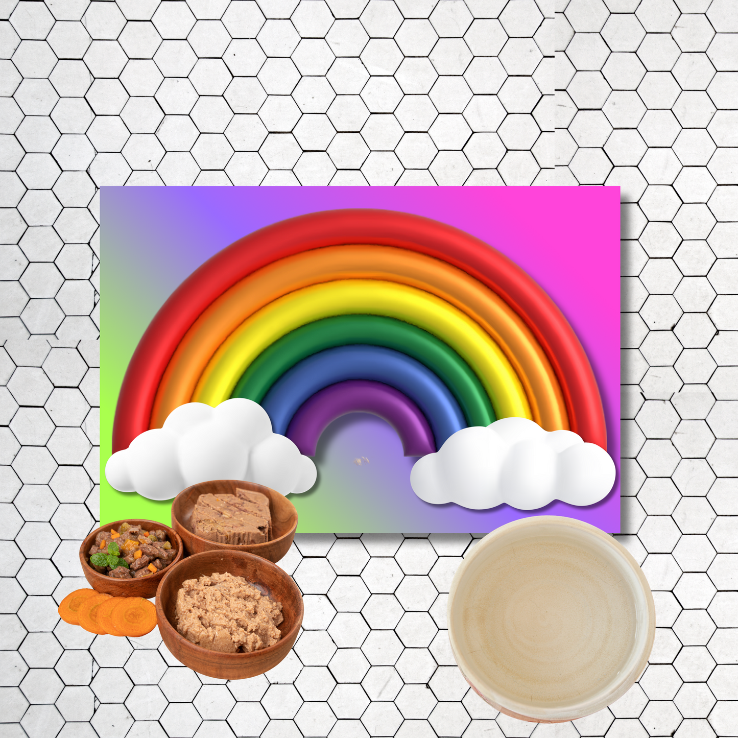 LGBTQ Pride Dog Food Mat - Rainbow Design Pet Bowl Placemat, Dog Food Matt, Keeps Kitchen Floor Clean, Catt Food Mat, Choice of 2 designs