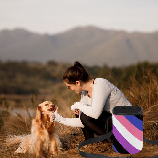 Gender Fluid Treats for Everyone, Funny Pet Treat Carrier - No Spill, Zip Closed, Long Strap