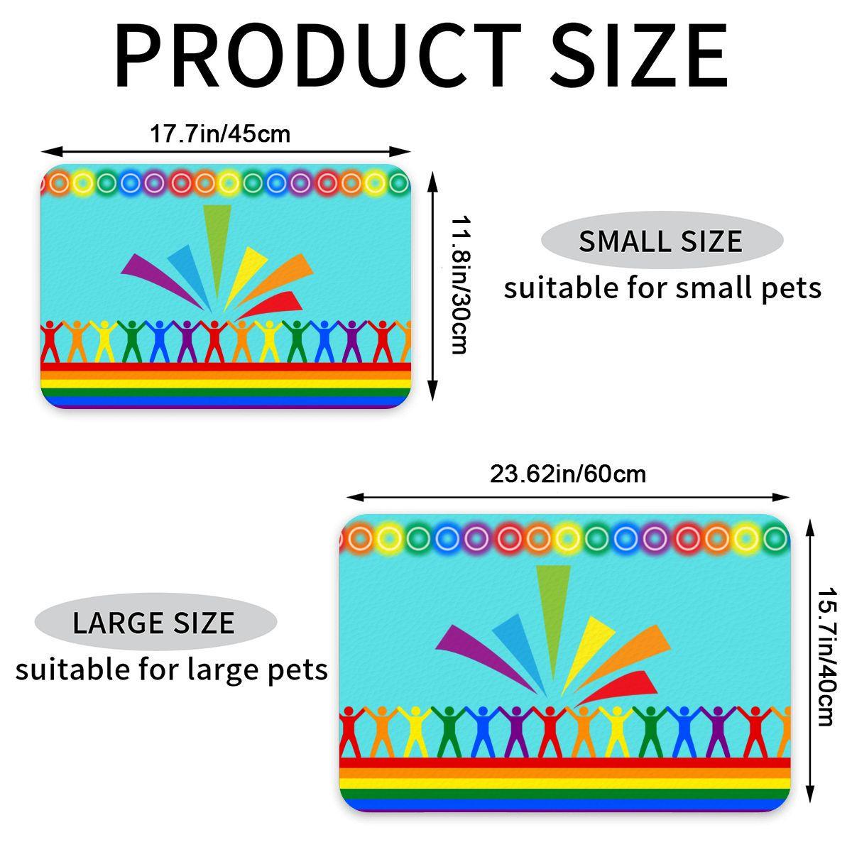 LGBTQ Pet, Food Matt for Dog or Cat Water Dishes, Keeps your Floor Clean While Showing Your Pride