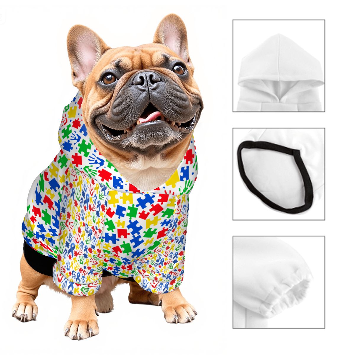 Dog Hoodie for Autism Awareness | Love Needs No Words Design