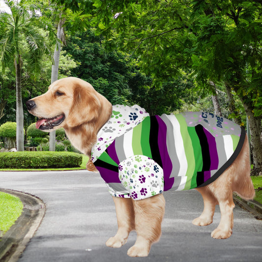 Aroace Pride Themed Dog Hoodie, Custom Dog Hoodie for your Outings, No Crushes, Just Dog Kisses, Fashionable Atire