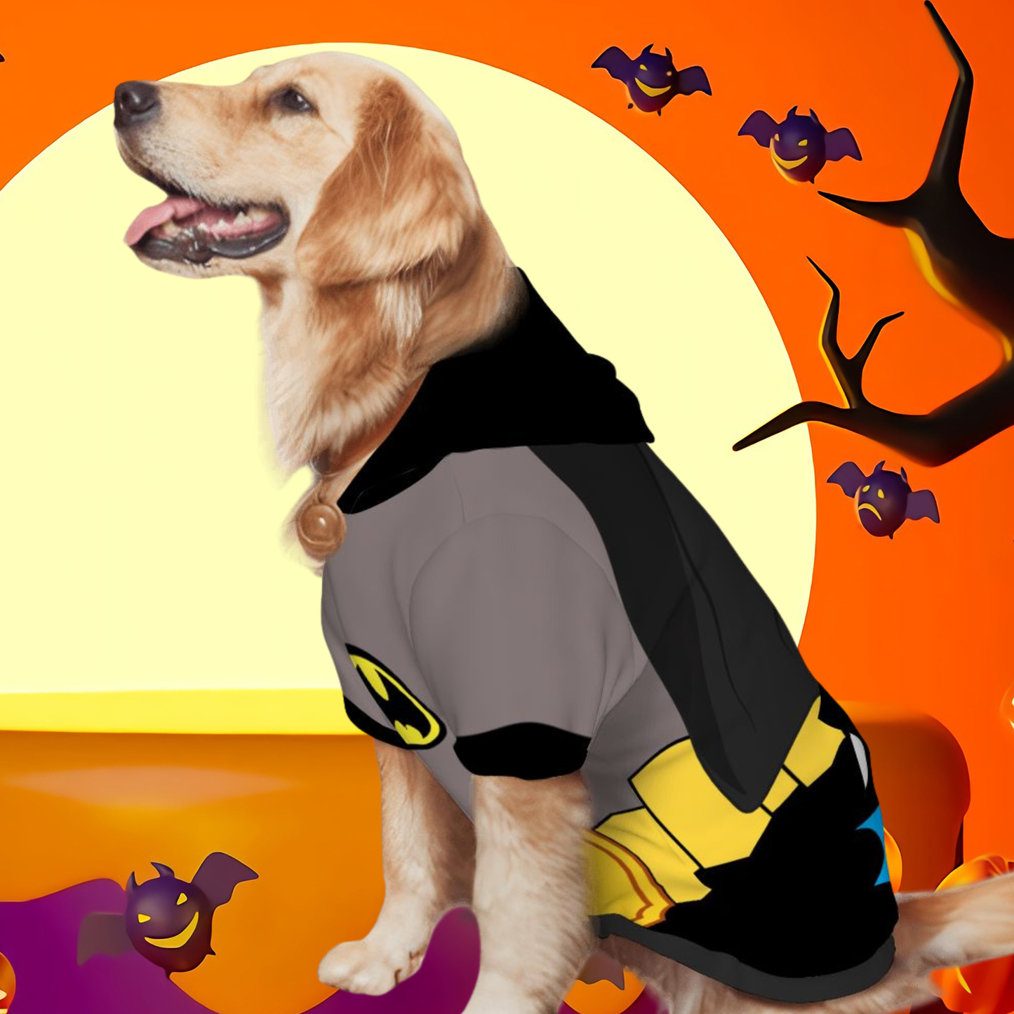 Batman Dog Costume Hoodie - Superhero Pet Clothing, Batman and Robin, Together Again Keeping the Yard Safe aand protecting on the Walks, Retro Superheros