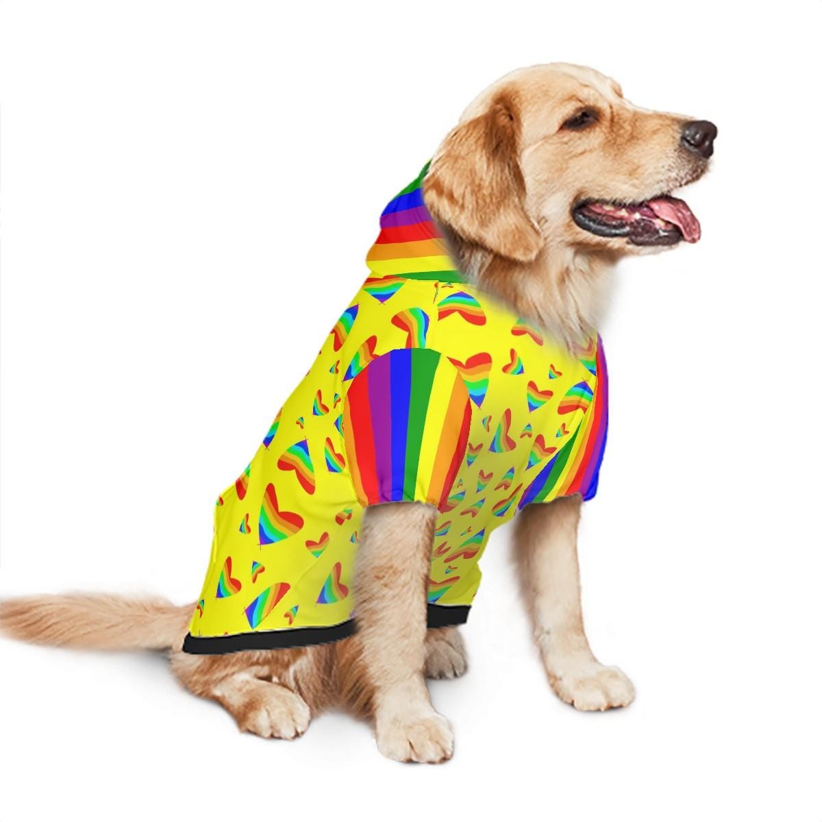 Love is Love Dog Hoodie with Pride Hearts in Rainbow Colors, Perfect gift for Dog Lover Friendd, Great for PRIDE PARADE