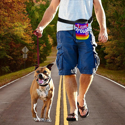 LGBTQ+ Dog Treat Bag - Proud Flat Design with I'm Proud Too, Pet Treat Pouch, Shoulder Strap, Unique Gift for Dad