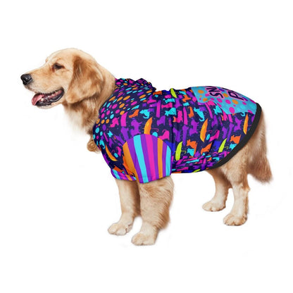Colorful Snack Pack Print Dog Hoodie in Blue - Large Pet Clothing, Mothers day Gift, Fathers Day Gift, Dog Lovers Gift