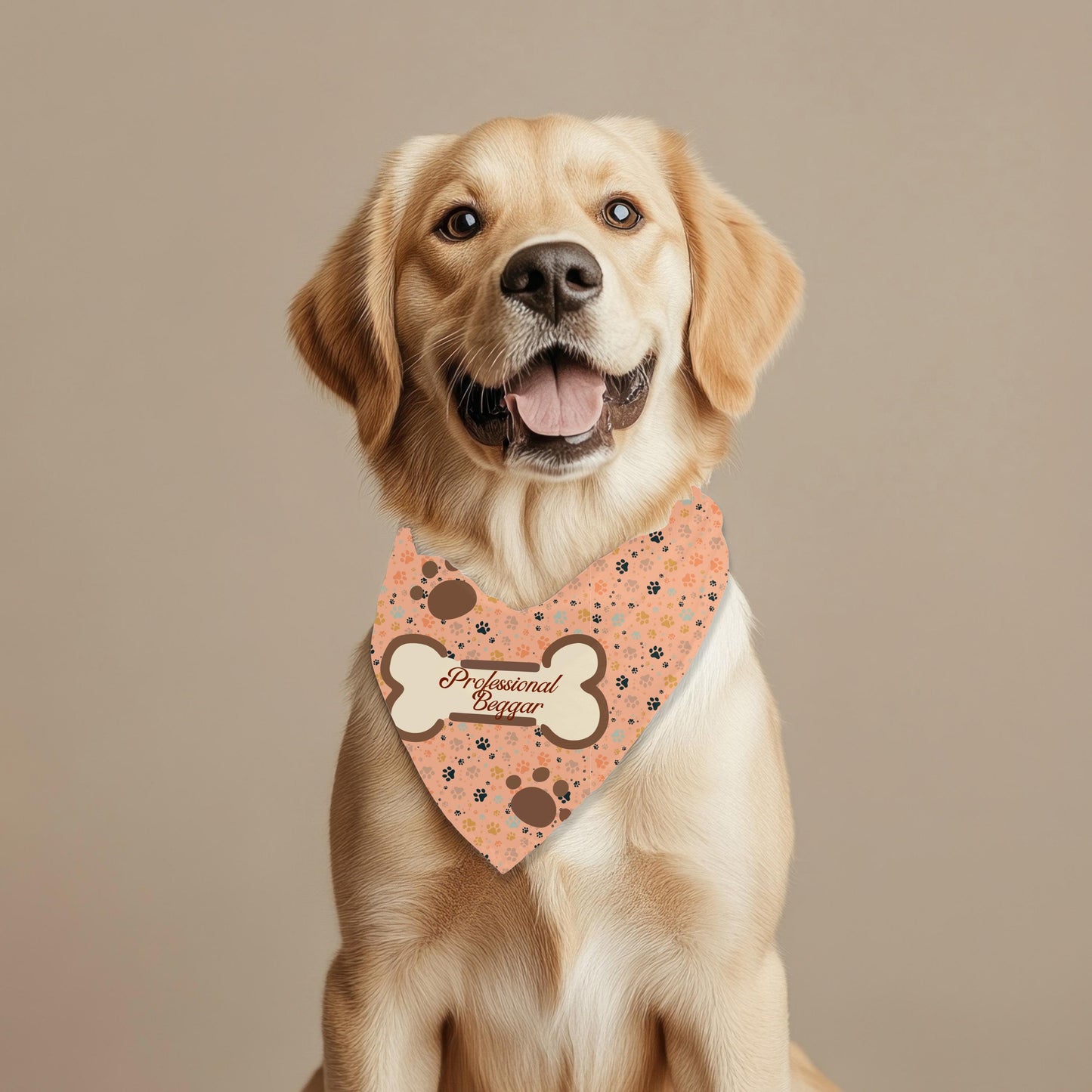 Funny Dog Bandana for Professional Beggars - Walking with Your Pawsee, Large Dog Bandna fashion wear for the best dogs around