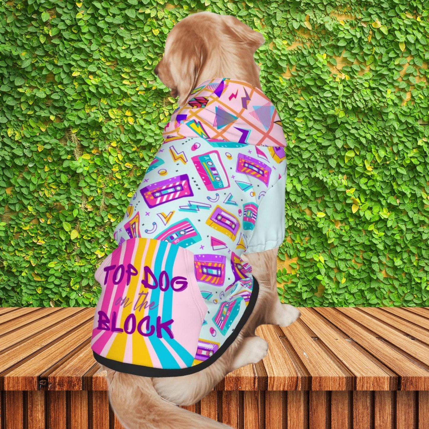 Mix Tape Inspired Dog Hoodie - Best Dressed Pup, Top Dog on the Block Dog Hoodie, Vibrant Colors to Show Off While Walking to the Park