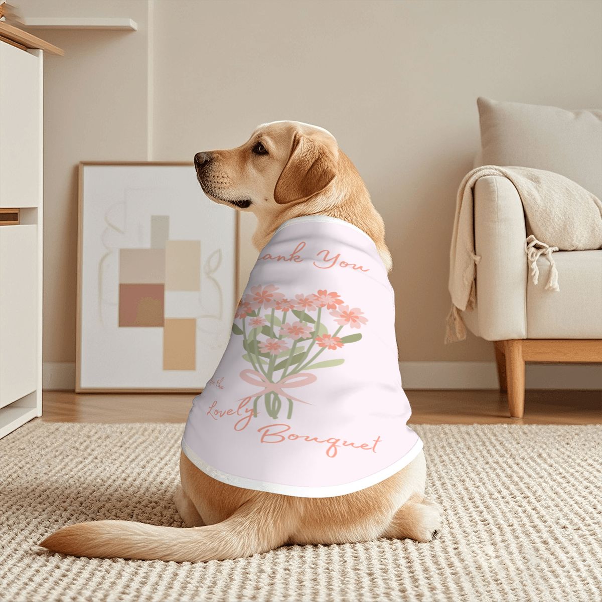Taylor Swift Inspired Dog Tank Top - Pink Floral 'Thanks for the Lovely Bouquet' Design, I'm a Showgirl Album