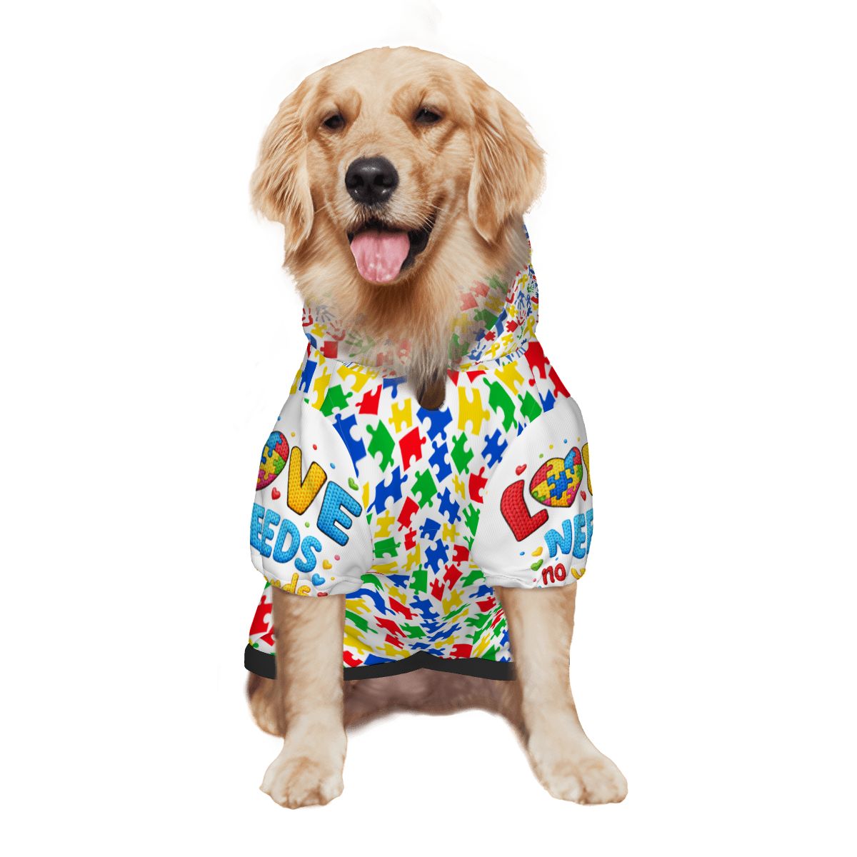 Dog Hoodie for Autism Awareness | Love Needs No Words Design