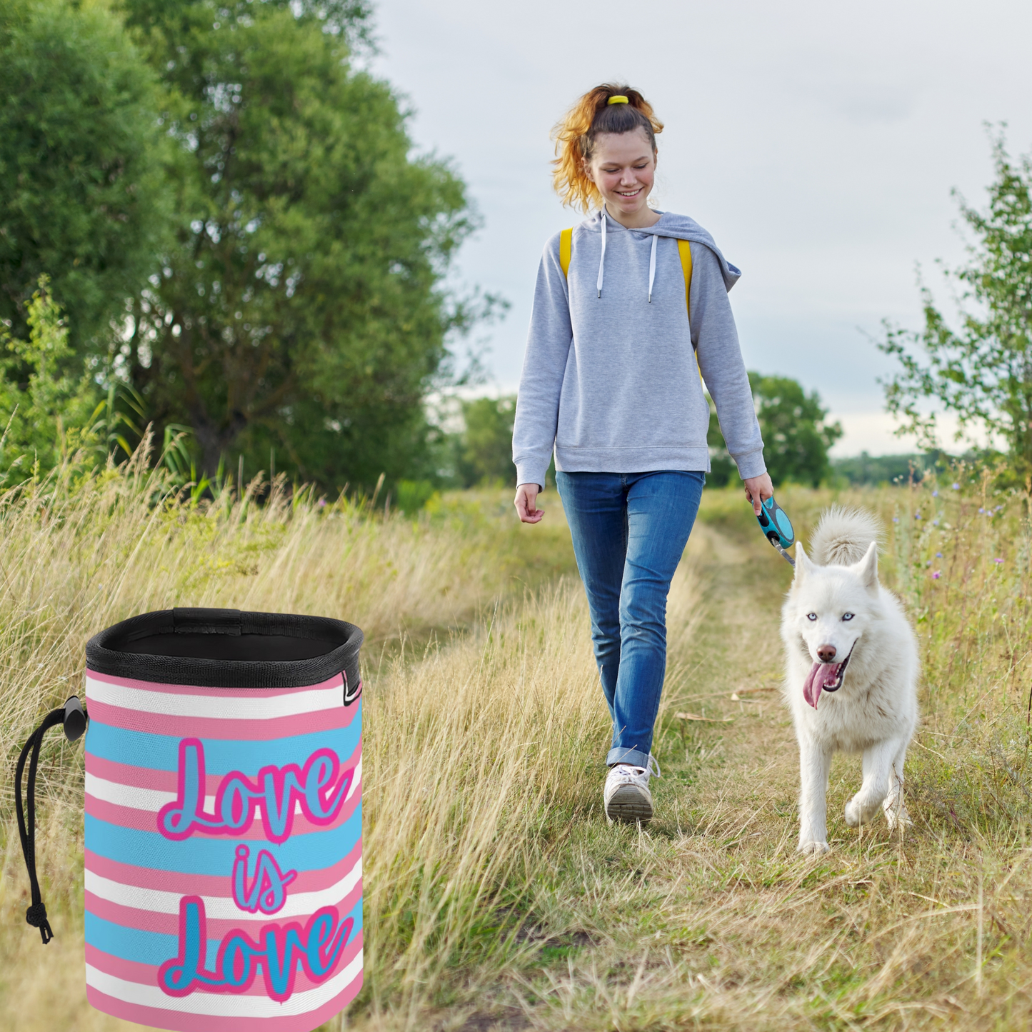 Pet Treat Carrier with Long Strap - Trendy Prime Theme Design, Gender Fluid Flag, Good for All