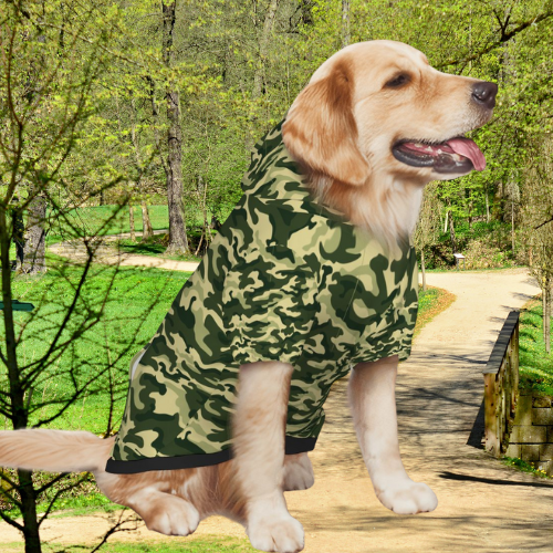 Camo-Paw-ged Dog Hoodie in Green Camouflage - Pun Gift for Dog Lovers