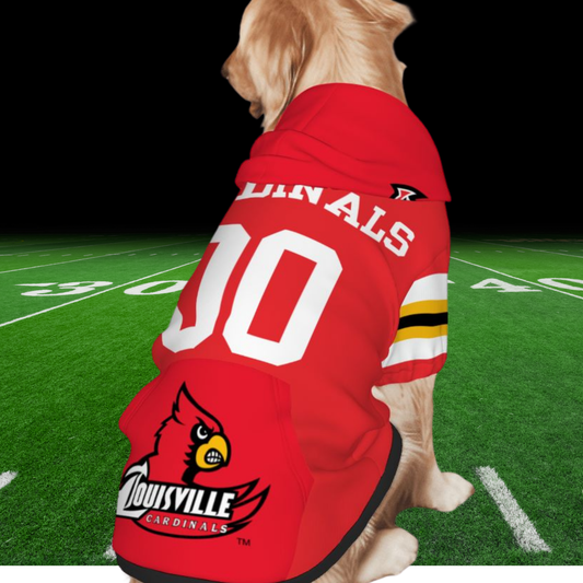 Louisville Cardinals Basketball Pet Hoodie, Red, CARDINALS or Personalize, Perfect Gift for Louisville Cardinal Basketball Fan