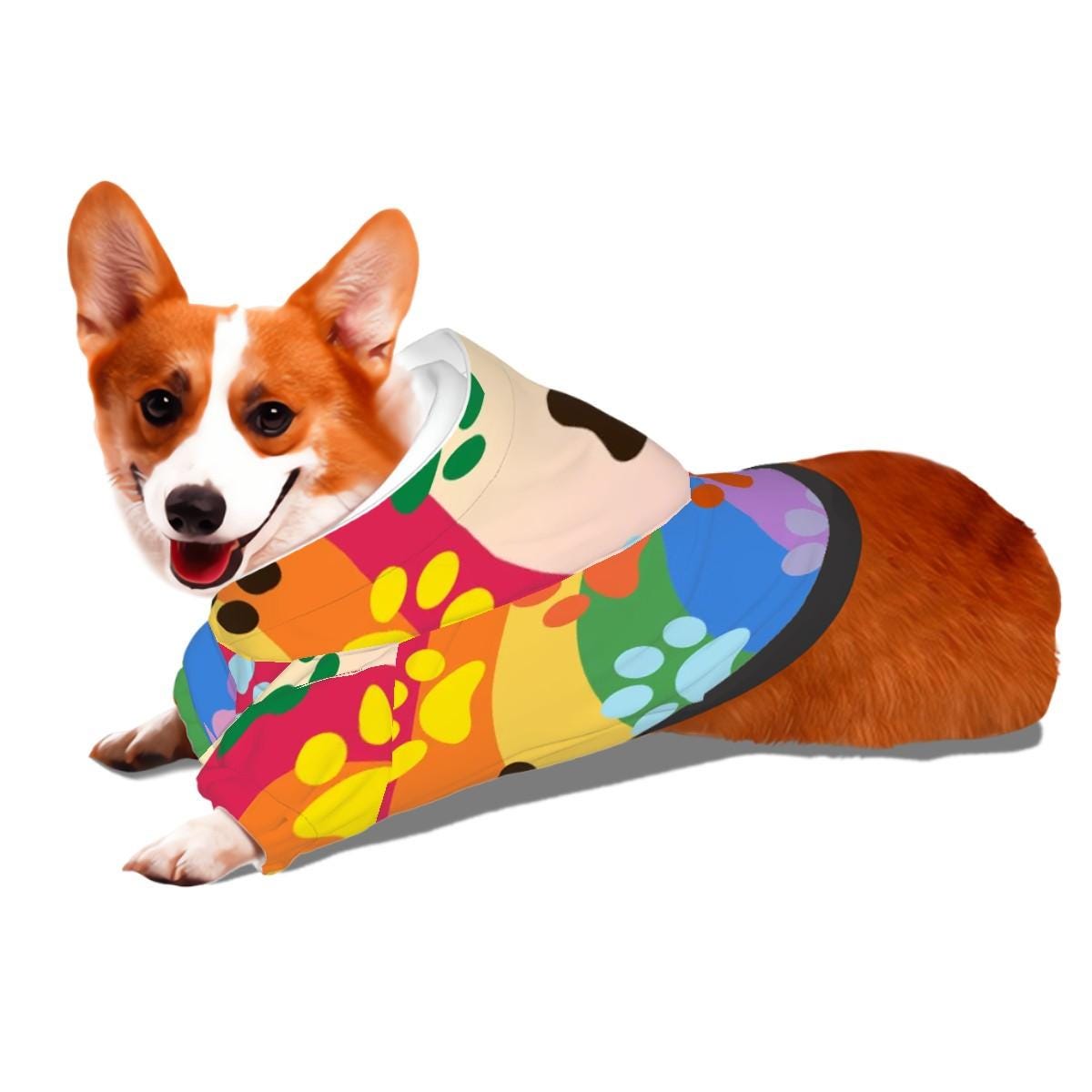 Rainbow Pride Flag Pet Hoodie with Hearts for Small Dogs, Custom Hoodie Gift, Mothers Day, Fathers Day, Dog Lover Gift