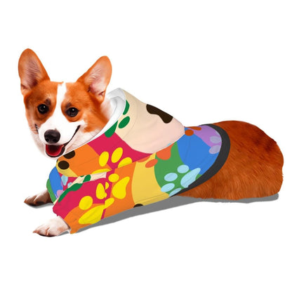 Rainbow Pride Flag Pet Hoodie with Hearts for Small Dogs, Custom Hoodie Gift, Mothers Day, Fathers Day, Dog Lover Gift
