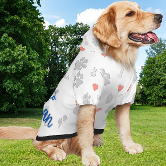 Ready for Park Fashion, Dog Hoodie, My Heart Belongs to My Human, White with Grey Hearts, Great Gift for Fathers Day