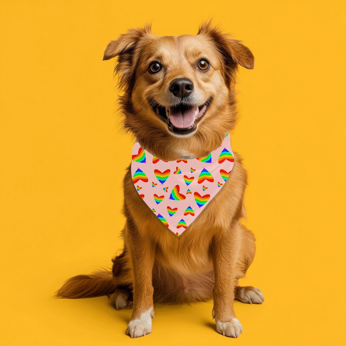 Colorful Hearts Small Dog Bandana, LGBT Pride Scarf, Perfect for Pride Parade and Walks to the Coffee Shop, Be fashionable, Reversible