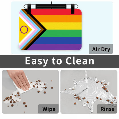 Acceptance Pride Flag Design, Dog & Cat Food Mat - Fun Placemats for Clean Floors
