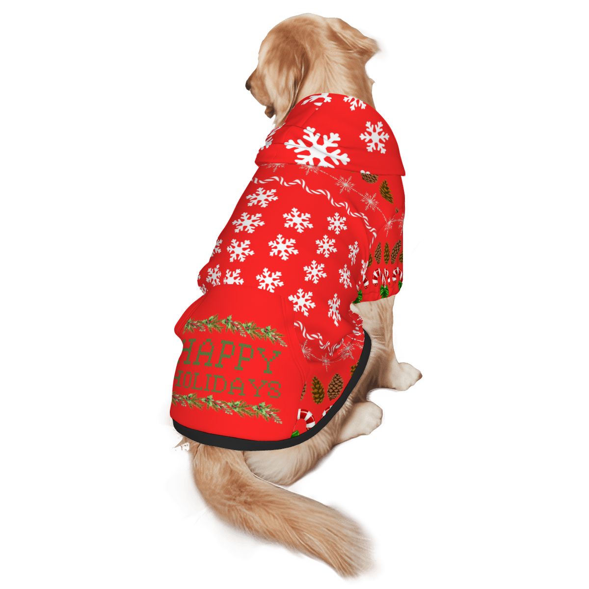 Red Christmas Ugly Sweater for Dog, Festive Dog Hoodie, Happy Holidays!