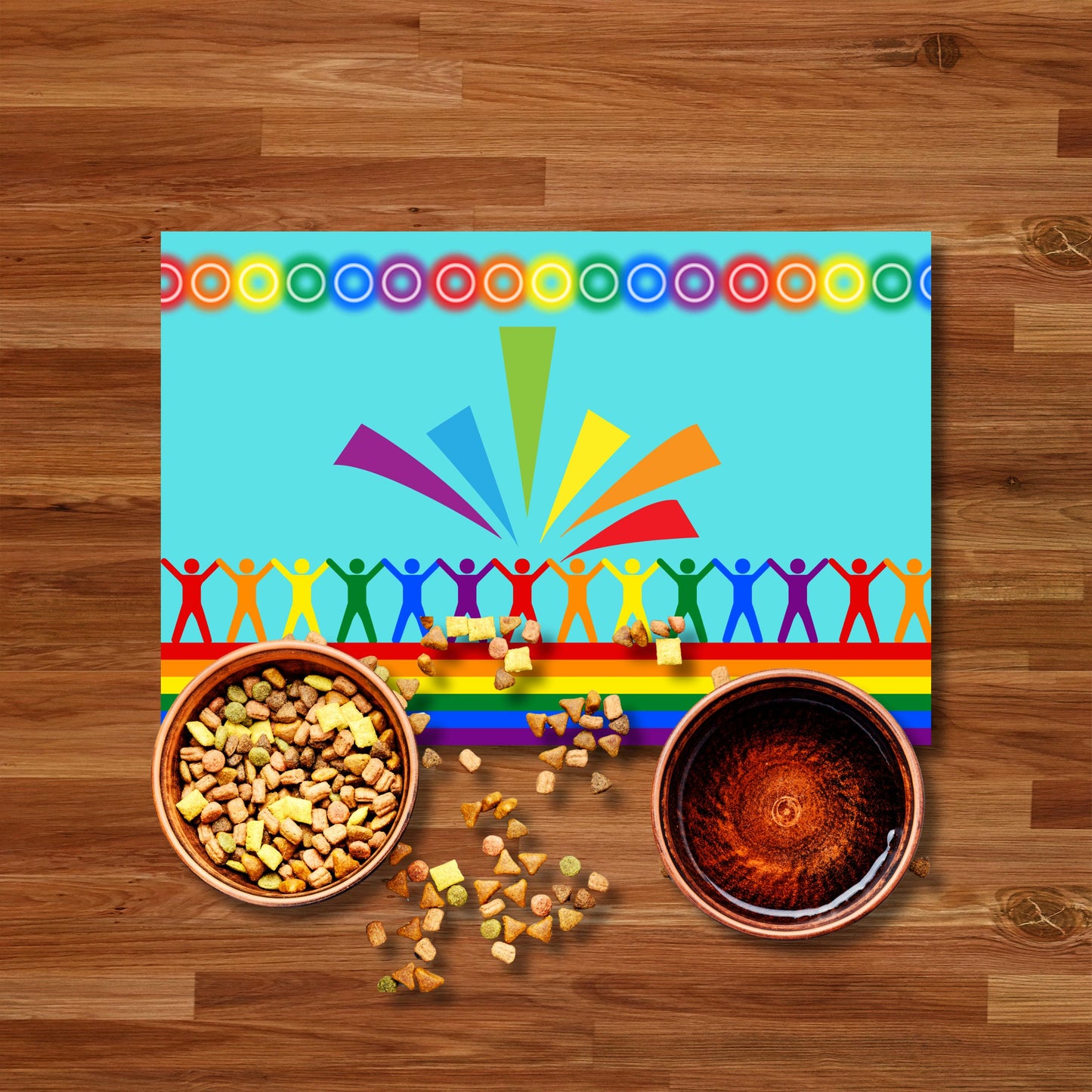 LGBTQ Pet, Food Matt for Dog or Cat Water Dishes, Keeps your Floor Clean While Showing Your Pride