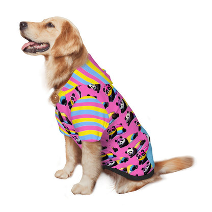 Panda Print Dog Hoodie, Pan-Sexual Pride Apparel, Cute Dog Outfit