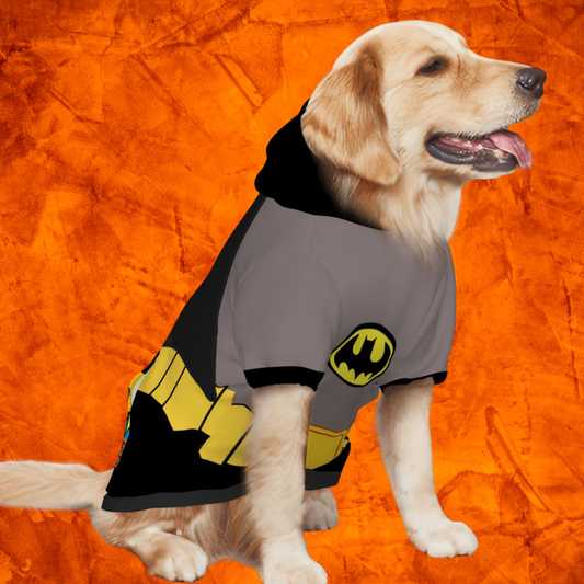 Batman Dog Costume Hoodie - Superhero Pet Clothing, Batman and Robin, Together Again Keeping the Yard Safe aand protecting on the Walks, Retro Superheros