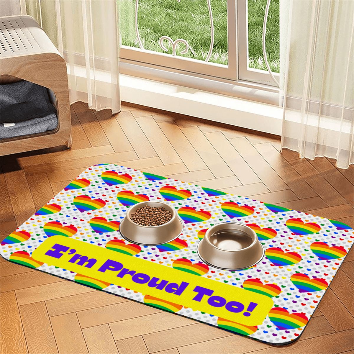 Pride Theme Dog & Cat Placemat - Food Mat to Keep Floors Clean