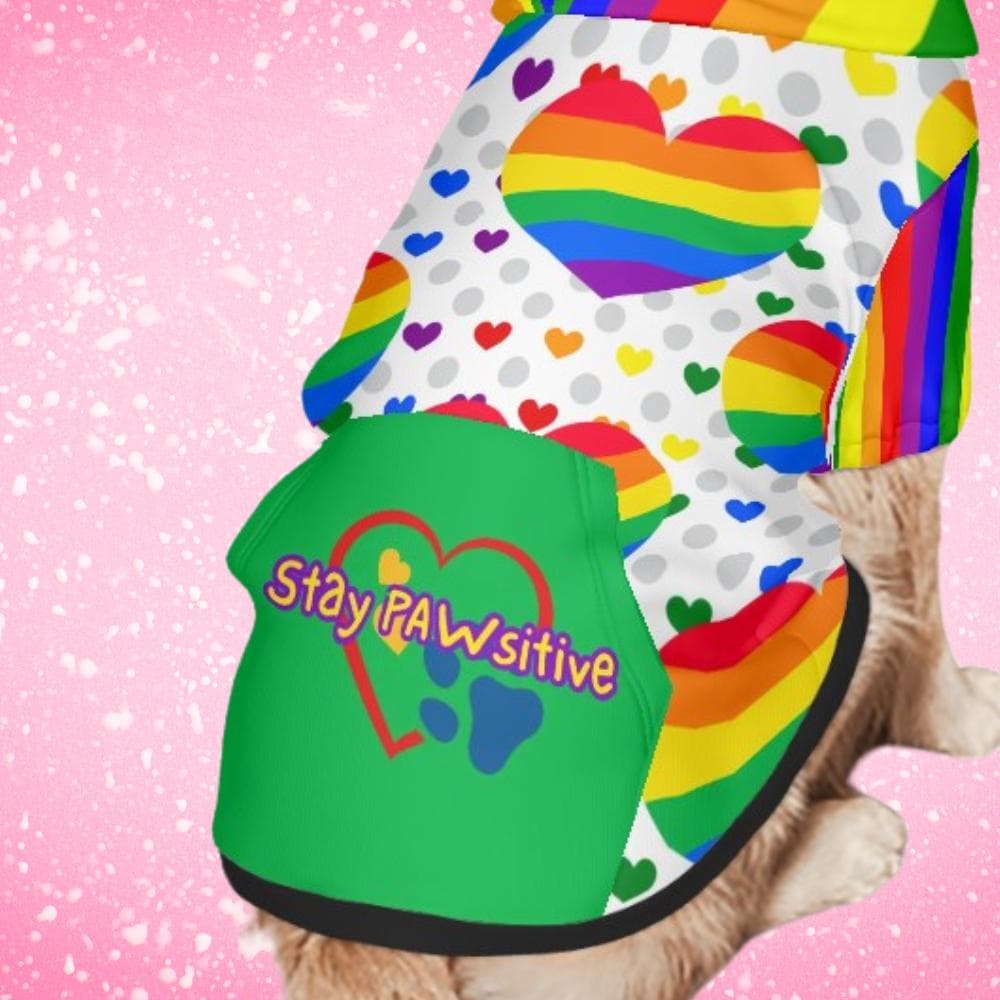 Diverse Pride Dog Hoodie - Rainbow Flag Pet Clothing Option, Dog Pride Hoodie, Hoodie size small to XXl