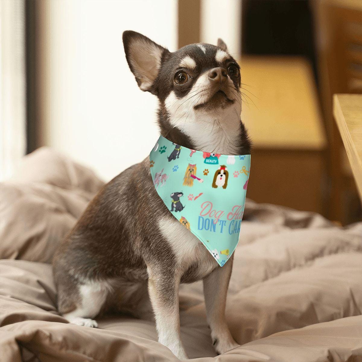 Dog Hair Don't Care Bandana for Small Dogs, Pet Neckwear, Reversible Dog Bandana, Great for Walks to the Groomer