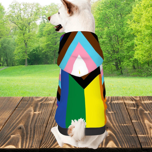 Colorful Pride Dog Hoodie - Diverse Rainbow Flag Pet Clothing for Furry Friends, Fashion for Pride Parade or a Walk in the Park