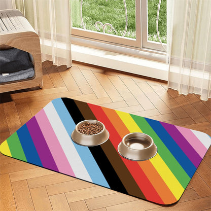 Rainbow Pride Dog & Cat Food Mat - Fun Placemats for Clean Floors