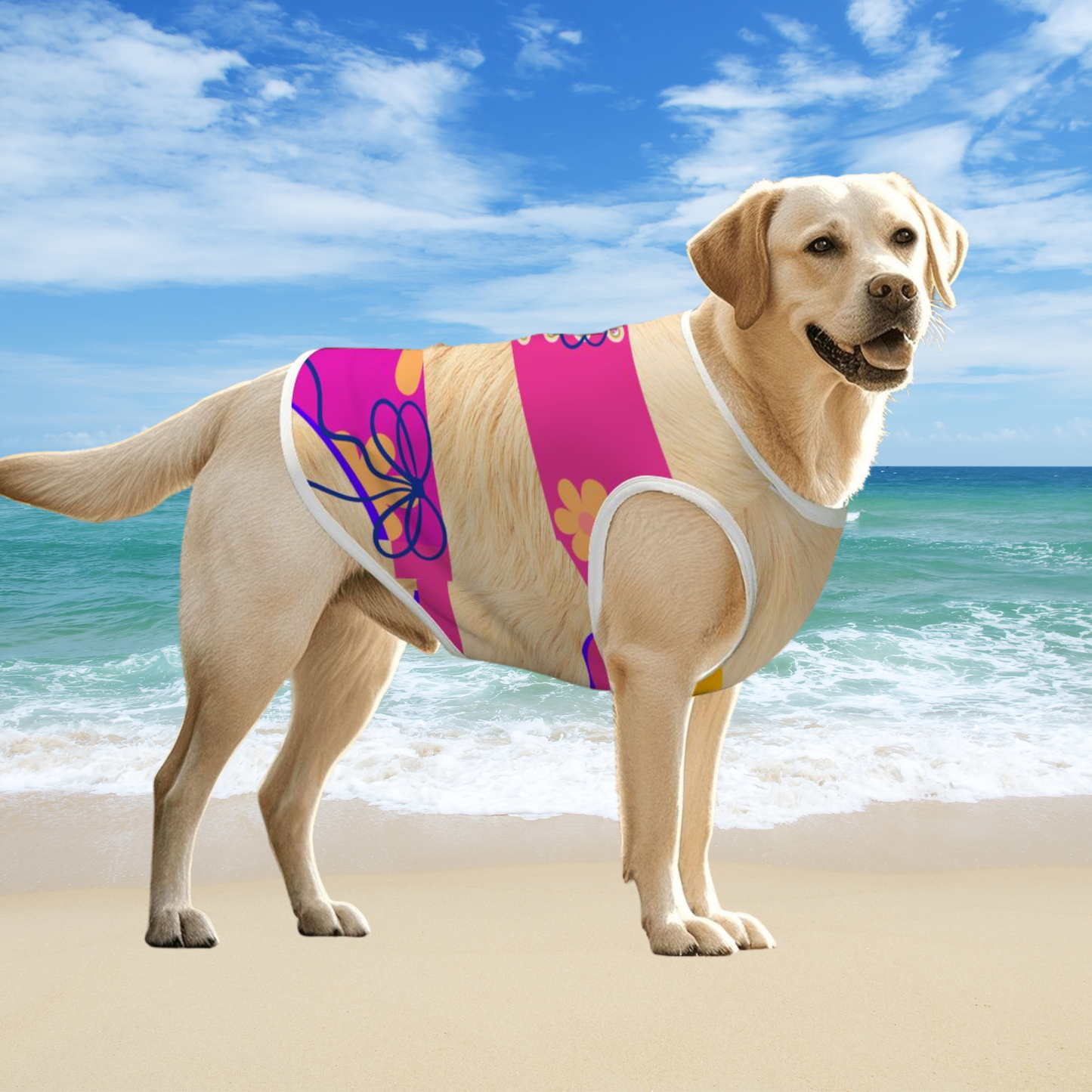 Dog Beachwear - Pink One-Piece Tank Top Swimsuit Costume, BEIGE FURRY Friend