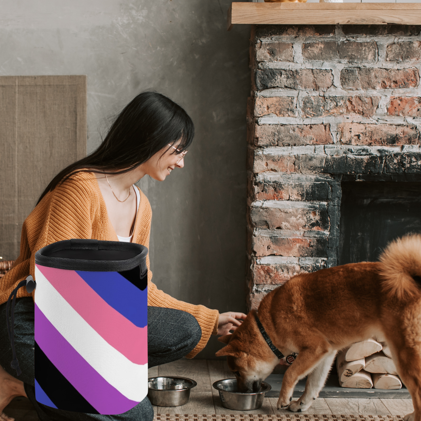 Gender Fluid Treats for Everyone, Funny Pet Treat Carrier - No Spill, Zip Closed, Long Strap