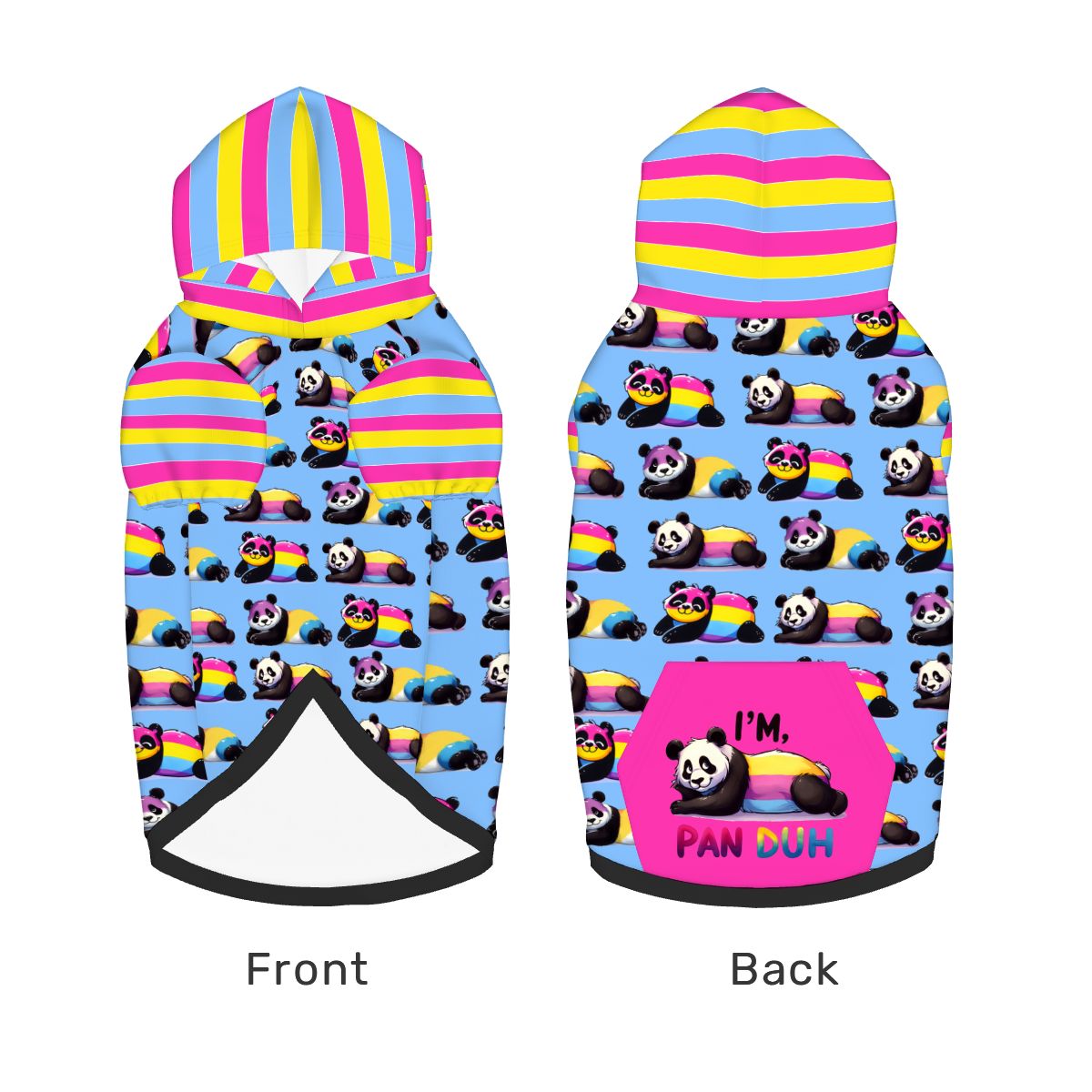 Adorable Panda Dog Hoodie, Celebrate Pride with Pan Sexual Theme Pet Outfit